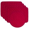 Sweet Pea Linens - Red Cobblestone Quilted Jacquard Rectangle Placemats - Set of Four plus Center Round-Charger (SKU#: RS5-1001-Y40) - Main Product Image