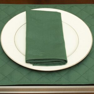 Sweet Pea Linens - Solid Green Rolled Hem Jacquard Cloth Napkin (SKU#: R-1010-Y5) - Table Setting