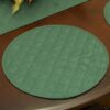 Sweet Pea Linens - Solid Green Quilted Jacquard Charger-Center Round Placemat (SKU#: R-1015-Y5) - Table Setting