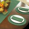 Sweet Pea Linens - Solid Green Quilted Jacquard Charger-Center Round Placemat (SKU#: R-1015-Y5) - Alternate Table Setting