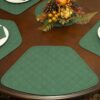 Sweet Pea Linens - Solid Green Quilted Jacquard Wedge-Shaped Placemats - Set of Two (SKU#: RS2-1006-Y5) - Table Setting