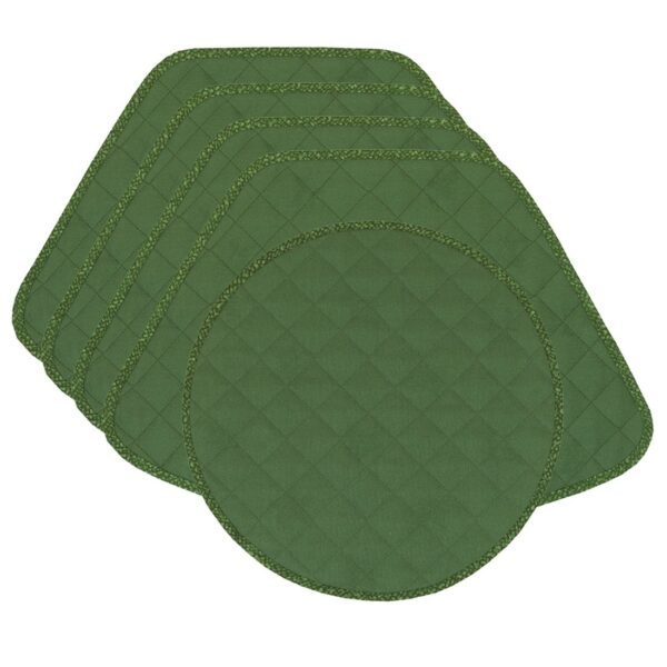 Sweet Pea Linens - Green Cobblestone Quilted Jacquard Wedge-Shaped Placemats - Set of Four plus Center Round-Charger (SKU#: RS5-1006-Y50) - Main Product Image