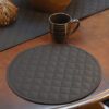 Sweet Pea Linens - Solid Black Quilted Jacquard Charger-Center Round Placemat (SKU#: R-1015-Y6) - Table Setting