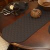 Sweet Pea Linens - Solid Black Quilted 60 inch Table Runner (SKU#: R-1021-Y6) - Table Setting