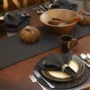 Sweet Pea Linens - Solid Black Quilted 60 inch Table Runner (SKU#: R-1021-Y6) - Alternate Table Setting