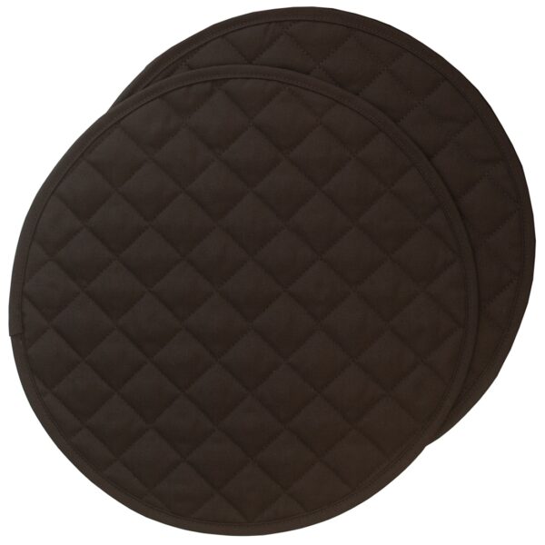 Sweet Pea Linens - Solid Black Quilted Charger-Center Round Placemats - Set of Two (SKU#: RS2-1015-Y6) - Main Product Image