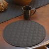 Sweet Pea Linens - Solid Black Quilted Charger-Center Round Placemats - Set of Two (SKU#: RS2-1015-Y6) - Table Setting