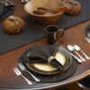 Sweet Pea Linens - Solid Black Quilted Charger-Center Round Placemats - Set of Two (SKU#: RS2-1015-Y6) - Alternate Table Setting