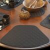 Sweet Pea Linens - Solid Black Quilted Wedge-Shaped Placemats - Set of Four plus Center Round-Charger (SKU#: RS5-1006-Y6) - Table Setting