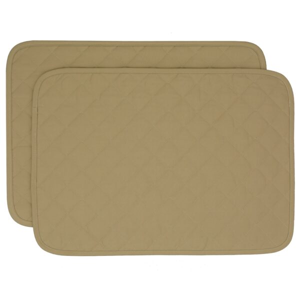 Sweet Pea Linens - Solid Khaki Tan Quilted Rectangle Placemat (SKU#: R-1001-Y7) - Main Product Image