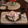 Sweet Pea Linens - Solid Khaki Tan Quilted Rectangle Placemats - Set of Two (SKU#: RS2-1001-Y7) - Table Setting