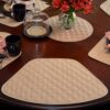 Sweet Pea Linens - Solid Khaki Tan Quilted Wedge-Shaped Placemats - Set of Two (SKU#: RS2-1006-Y7) - Alternate Table Setting