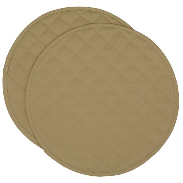 Sweet Pea Linens - Solid Khaki Tan Quilted Charger-Center Round Placemats - Set of Two (SKU#: RS2-1015-Y7) - Main Product Image