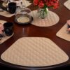 Sweet Pea Linens - Solid Khaki Tan Quilted Wedge-Shaped Placemats - Set of Four plus Center Round-Charger (SKU#: RS5-1006-Y7) - Alternate Table Setting