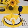 Sweet Pea Linens - Solid Bright Yellow Rolled Hem Cloth Napkin (SKU#: R-1010-Y8) - Alternate Table Setting