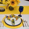 Sweet Pea Linens - Solid Bright Yellow Quilted Charger-Center Round Placemat (SKU#: R-1015-Y8) - Alternate Table Setting