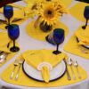 Sweet Pea Linens - Solid Bright Yellow Quilted Wedge-Shaped Placemats - Set of Two (SKU#: RS2-1006-Y8) - Table Setting