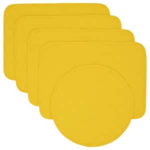 Sweet Pea Linens - Solid Bright Yellow Quilted Rectangle Placemats - Set of Four plus Center Round-Charger (SKU#: RS5-1001-Y8) - Main Product Image
