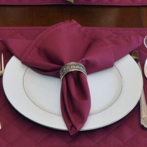 Sweet Pea Linens - Solid Berry Wine Rolled Hem Cloth Napkin (SKU#: R-1010-Y9) - Table Setting