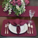Sweet Pea Linens - Solid Berry Wine Quilted Rectangle Placemats - Set of Two (SKU#: RS2-1001-Y9) - Alternate Table Setting