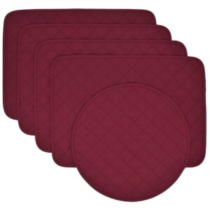 Sweet Pea Linens - Solid Berry Wine Quilted Rectangle Placemats - Set of Four plus Center Round-Charger (SKU#: RS5-1001-Y9) - Main Product Image
