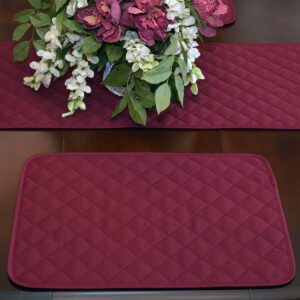Sweet Pea Linens - Solid Berry Wine Quilted Rectangle Placemats - Set of Four plus Center Round-Charger (SKU#: RS5-1001-Y9) - Table Setting