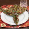 Sweet Pea Linens - Coordinating Burgundy Fir & Berries Rolled Hem Cloth Napkin (SKU#: R-1010-Z1) - Table Setting