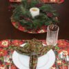Sweet Pea Linens - Pink & Burgundy Poinsettia Holiday Print Charger-Center Round Placemat (SKU#: R-1015-Z1) - Alternate Table Setting