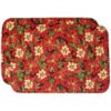 Sweet Pea Linens - Pink & Burgundy Poinsettia Holiday Print Rectangle Placemats - Set of Two (SKU#: RS2-1002-Z1) - Main Product Image