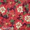 Sweet Pea Linens - Pink & Burgundy Poinsettia Holiday Print Rectangle Placemats - Set of Two (SKU#: RS2-1002-Z1) - Swatch