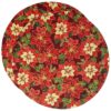 Sweet Pea Linens - Pink & Burgundy Poinsettia Holiday Print Charger-Center Round Placemats - Set of Two (SKU#: RS2-1015-Z1) - Main Product Image