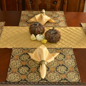 Brown & Black Filigree Print Table Linen Collection