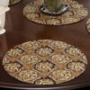 Sweet Pea Linens - Brown and Black Filigree Print Charger-Center Round Placemats - Set of Two (SKU#: RS2-1015-Z2) - Alternate Table Setting