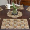 Sweet Pea Linens - Brown & Black Filigree Print Rectangle Placemats - Set of Four plus Center Round-Charger (SKU#: RS5-1002-Z2) - Alternate Table Setting