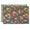 Sweet Pea Linens - Teal Green Tropical Print Rectangle Placemats - Set of Two (SKU#: RS2-1002-Z3) - Main Product Image