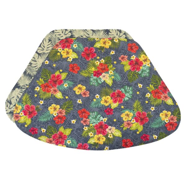 Sweet Pea Linens - Teal Green Tropical Print Wedge-Shaped Placemats - Set of Two (SKU#: RS2-1006-Z3) - Main Product Image