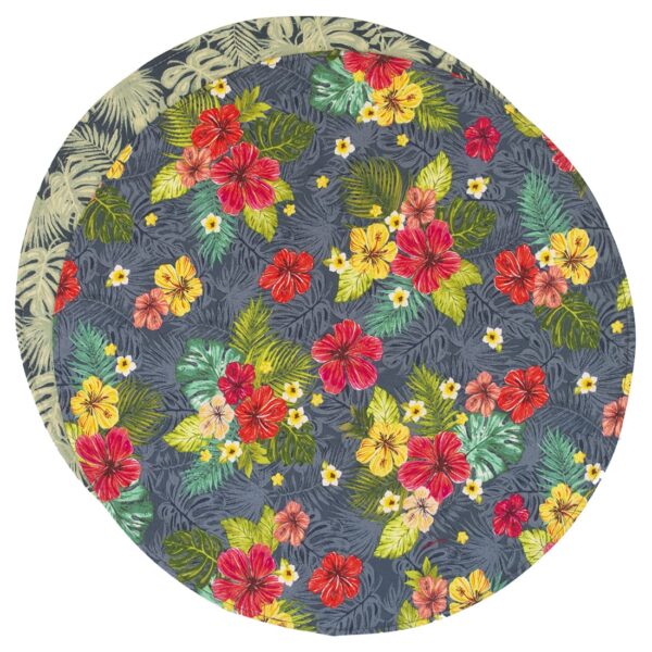 Sweet Pea Linens - Teal Green Tropical Print Charger-Center Round Placemats - Set of Two (SKU#: RS2-1015-Z3) - Main Product Image