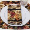 Sweet Pea Linens - Fall Harvest Plaid Cloth Napkin (SKU#: R-1010-Z40) - Alternate Table Setting