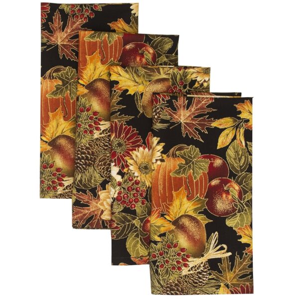 Sweet Pea Linens - Fall Harvest Leaf Print Cloth Napkins - Set of Four (SKU#: RS4-1010-Z4) - Main Product Image