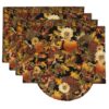 Sweet Pea Linens - Fall Harvest Leaf Print Rectangle Placemats - Set of Four plus Center Round-Charger (SKU#: RS5-1002-Z4) - Main Product Image